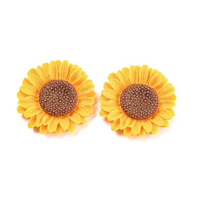 Opaque Resin Flower Cabochons RESI-H151-05B-1