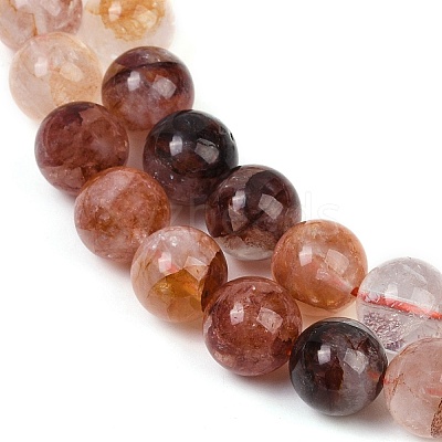 Natural Hematoid Quartz/Ferruginous Quartz Beads Strands G-U026-A09-10mm-1