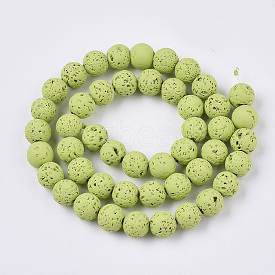 Spray Painted Natural Lava Rock Beads Strands G-N0324-B-08-1