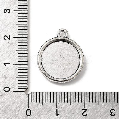 Tibetan Style Alloy Flat Round Pendant Cabochon Settings TIBEP-M022-48AS-1
