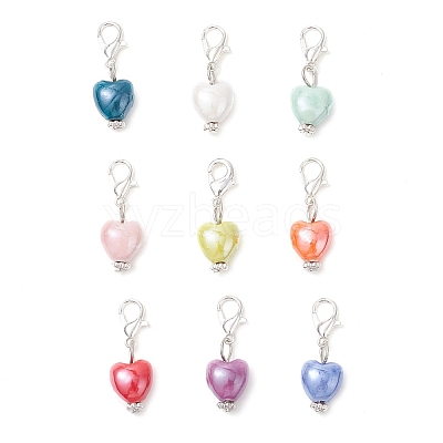Pearlized Handmade Porcelain Pendant Decorations HJEW-JM03942-02-S-1