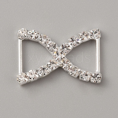 Silver Plated Brass Rhinestone Connector Charms RB-WH0001-03-1