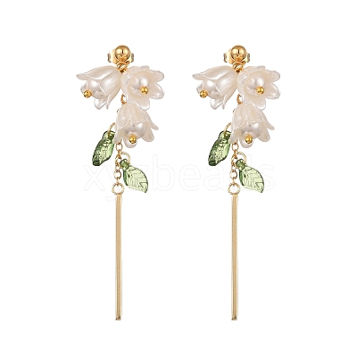Plastic with Brass Dangle Stud Earrings for Women EJEW-TA00575-1