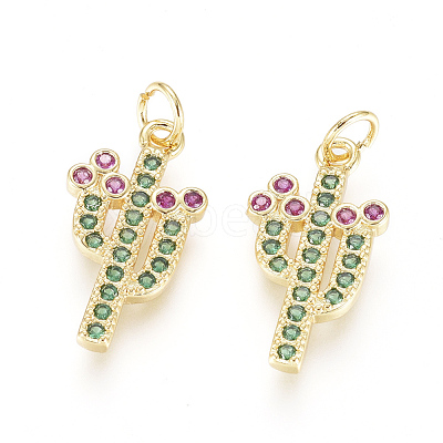 Brass Micro Pave Cubic Zirconia Pendants X-ZIRC-L093-14G-1