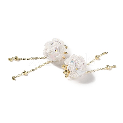 Handmade Polymer Clay Rhinestone Tassel Dangle Beads CLAY-H003-01G-01-1