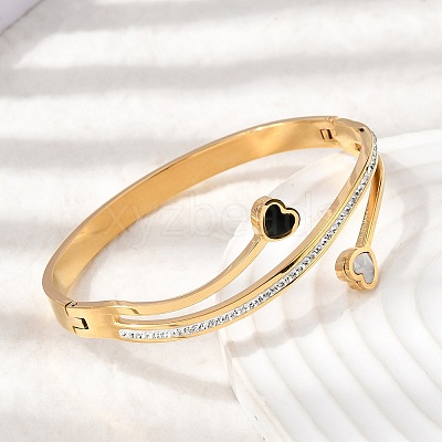 304 Stainless Steel Hinged Bangles for Women BJEW-D408-17G-1