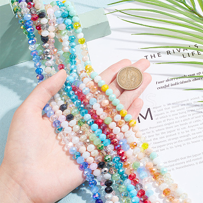 9 Strands 9 Color Electroplate Glass Beads Strands EGLA-AR0001-21-1