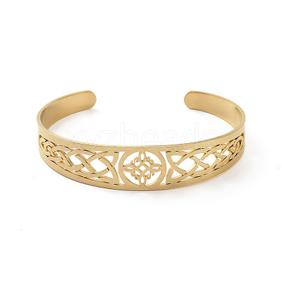 304 Stainless Steel Cuff Bangles BJEW-M234-03G-1