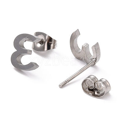 Tarnish Resistant 304 Stainless Steel Greek Alphabet Stud Earrings STAS-D007-07P-12-1