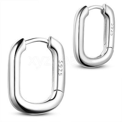 Rhodium Plated 925 Sterling Silver Hoop Earrings JE834A-01-1