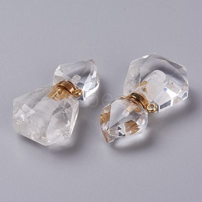 Hexagon Natural Quartz Crystal Perfume Bottle Pendants G-H241-03E-G-1