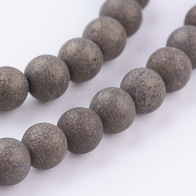 Natural Pyrite Beads Strands G-P303-03-10mm-16-1
