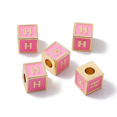 Rack Plating Brass Enamel Beads KK-B060-04G-05H-1