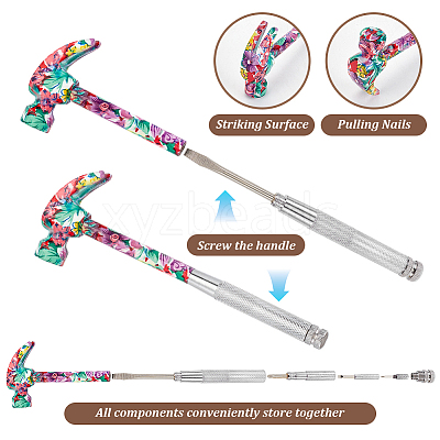 Flower Print Brass & Iron Hammer Set TOOL-WH0030-07P-1
