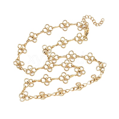 304 Stainless Steel Flower Link Chain Necklaces SA-CBA2696-03G-1