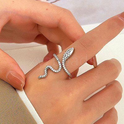 Snake Brass Micro Pave Cubic Zirconia Cuff Rings FS-WG5D2E3-02-1
