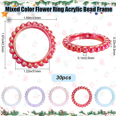30Pcs UV Plating Opaque Acrylic Beads Frames PACR-SP0001-03-1