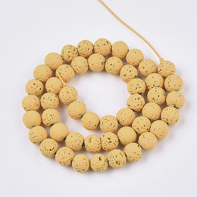 Spray Painted Natural Lava Rock Beads Strands X-G-N0324-C-07-1