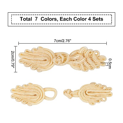 28sets 7 color Handmade Chinese Frogs Knots Buttons Sets BUTT-NB0001-38-1-1