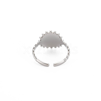 Non-Tarnish 304 Stainless Steel Flat Round with Initial Letter Open Cuff Ring for Men Women RJEW-S405-246P-G-1
