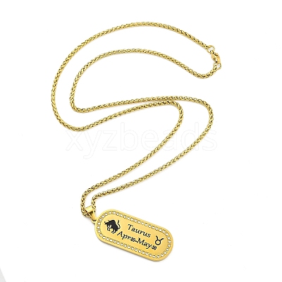 Constellation 304 Stainless Steel Micro Pave Clear Cubic Zirconia Wheat Chain Pendant Necklaces for Women Men NJEW-U007-01J-1