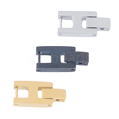 3Pcs 3 Colors Rectangle Stainless Steel Watch Band Clasps STAS-FH0002-27B-1