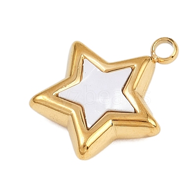 304 Stainless Steel Pave Synthetic Shell Pendants STAS-P402-03B-G-1