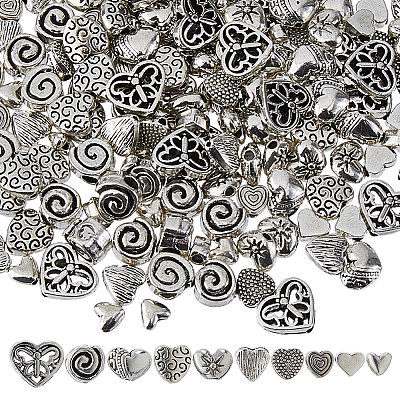 200Pcs 10 Styles Tibetan Style Alloy Beads FIND-FH0016-54-1