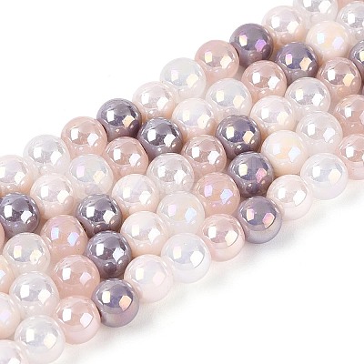 Electroplate Glass Beads Strands EGLA-N019-6mm-04-1