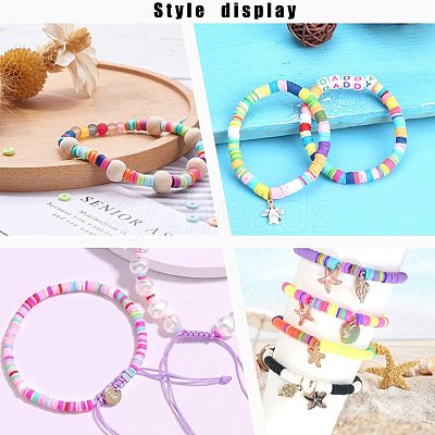 Flat Round Handmade Polymer Clay Beads CLAY-R067-8.0mm-46-1