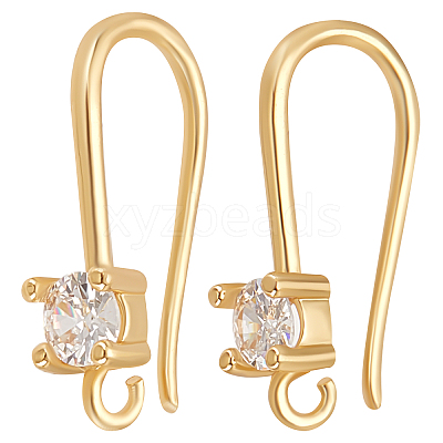 30Pcs Brass Micro Pave Clear Cubic Zirconia Earring Hooks KK-BBC0005-14-1