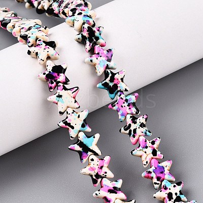Spray Painted Synthetic Turquoise Beads Strands UNKW-T001-11F-1