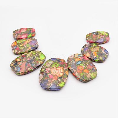 Assembled Gold Line and Imperial Jasper Graduated Beads Strands G-P297-Q02-1