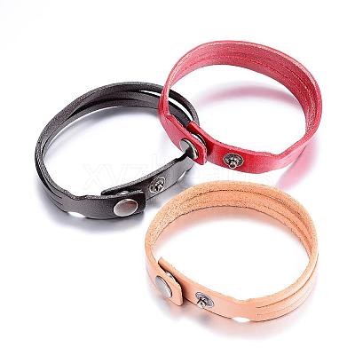 Leather Cord Snap Bracelets BJEW-P099-10-1