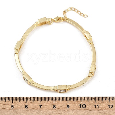 Brass Micro Pave Clear Cubic Zirconia Link Chain Bracelets for Women BJEW-F504-11G-1