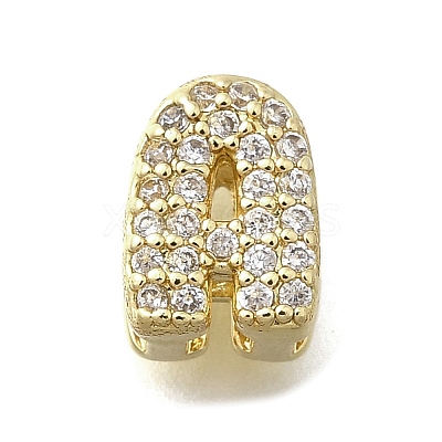 Brass Micro Pave Cubic Zirconia Letter Multi-Strand Links KK-D295-32G-01-1