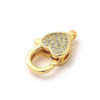 Brass Micro Pave Clear Cubic Zirconia Lobster Claw Clasps KK-A266-24F-G-1