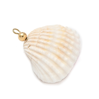 Natural Shell & Round Glass Pendants PALLOY-MZ00912-03-1