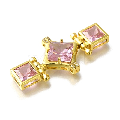 Rack Plating Brass Micro Pave Cubic Zirconia Clasp KK-H485-37G-1