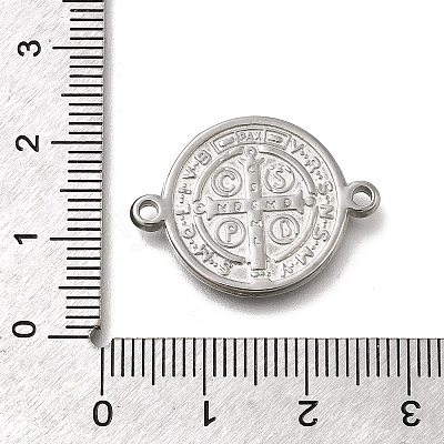 304 Stainless Steel Saint Benedict Medal Cross Connector Charms STAS-C119-12P-1