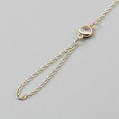 304 Stainless Steel Rhinestone Flat Round Link Finger Ring Bracelets for Women BJEW-WH20014-01G-1