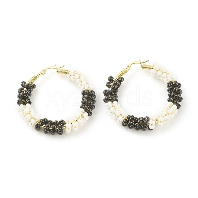 Porcelain Beads Braided Big Hoop Earrings for Women sgX1-EJEW-C003-01A-RS-1