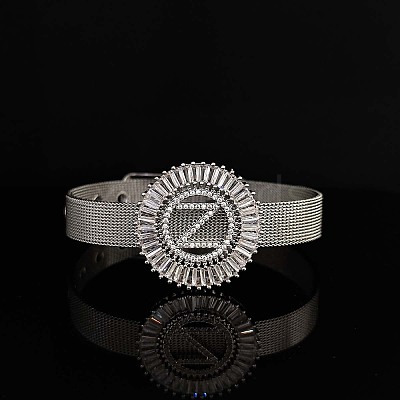 Brass Micro Pave Clear Cubic Zirconia Bangles for Women FS-WGA7409-30-1