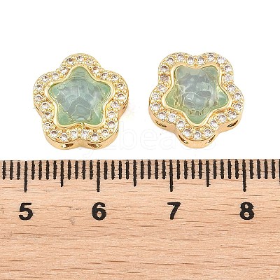 Brass Clear Cubic Zirconia Beads KK-B186-01G-03-1