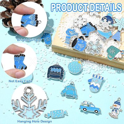 44Pcs 22 Styles Winter Theme Alloy Enamel Pendants ENAM-CJ0006-42-1
