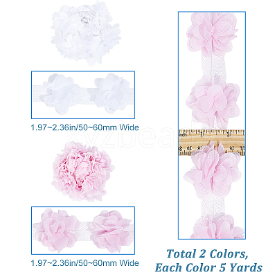 9~10 Yards 2 Colors 3D Organza Flower Trimming FIND-GF0004-50-1