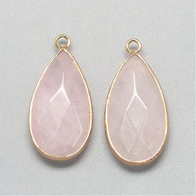 Natural Rose Quartz Pendants G-S221-14G-1