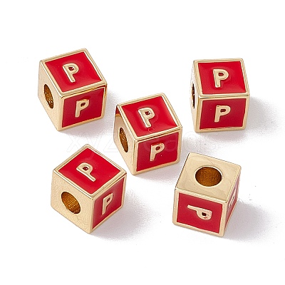 Rack Plating Brass Enamel Beads KK-B060-04G-03P-1