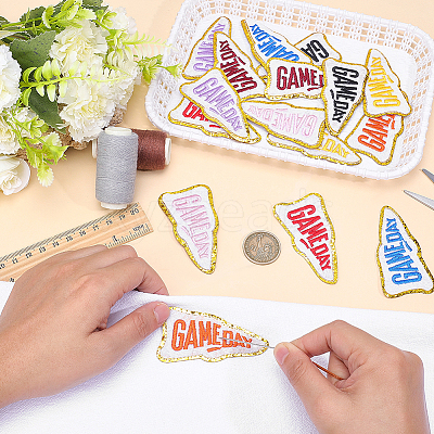 16Pcs 8 Colors Game Day Polyester Computerized Embroidery Cloth Iron on/Sew on Patches DIY-ME0001-93-1