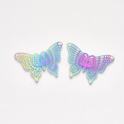 Ion Plating(IP) 201 Stainless Steel Filigree Pendants STAS-S108-49-1